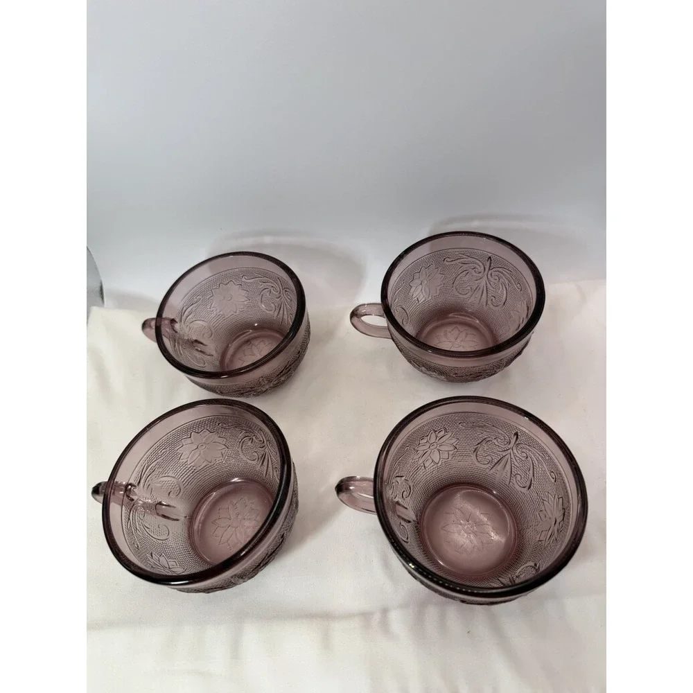 4 PCs- Tiara Sandwich Pattern Plum Amethyst Cups